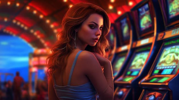 Close-up dealer live-dealer Evolution Gaming di meja baccarat dengan kartu dan chip